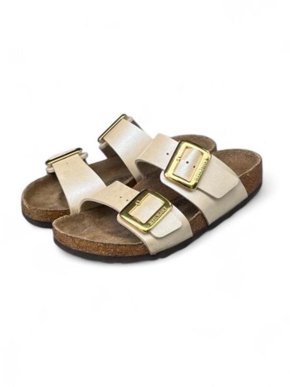 Birkenstock Sydney Graceful Pearl White Leather Sandals EU 38 Women's 7 Narrow